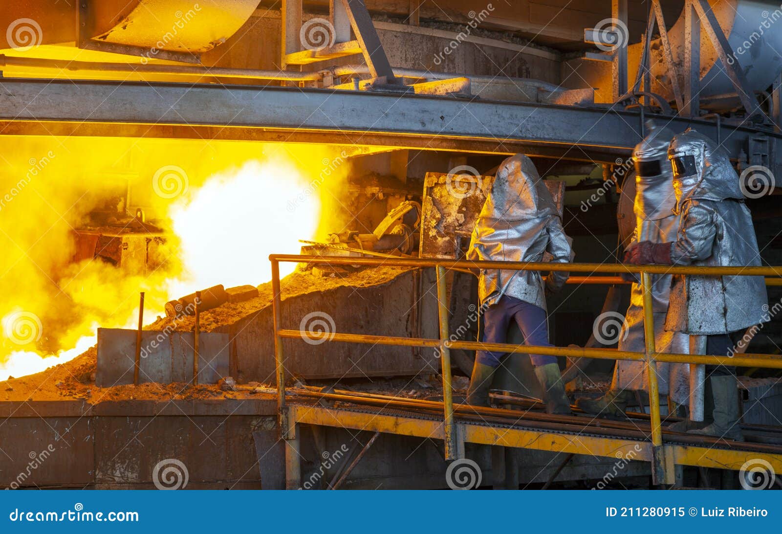 Work Process in Metallurgical at Manufacture Steel Plant Stock Image