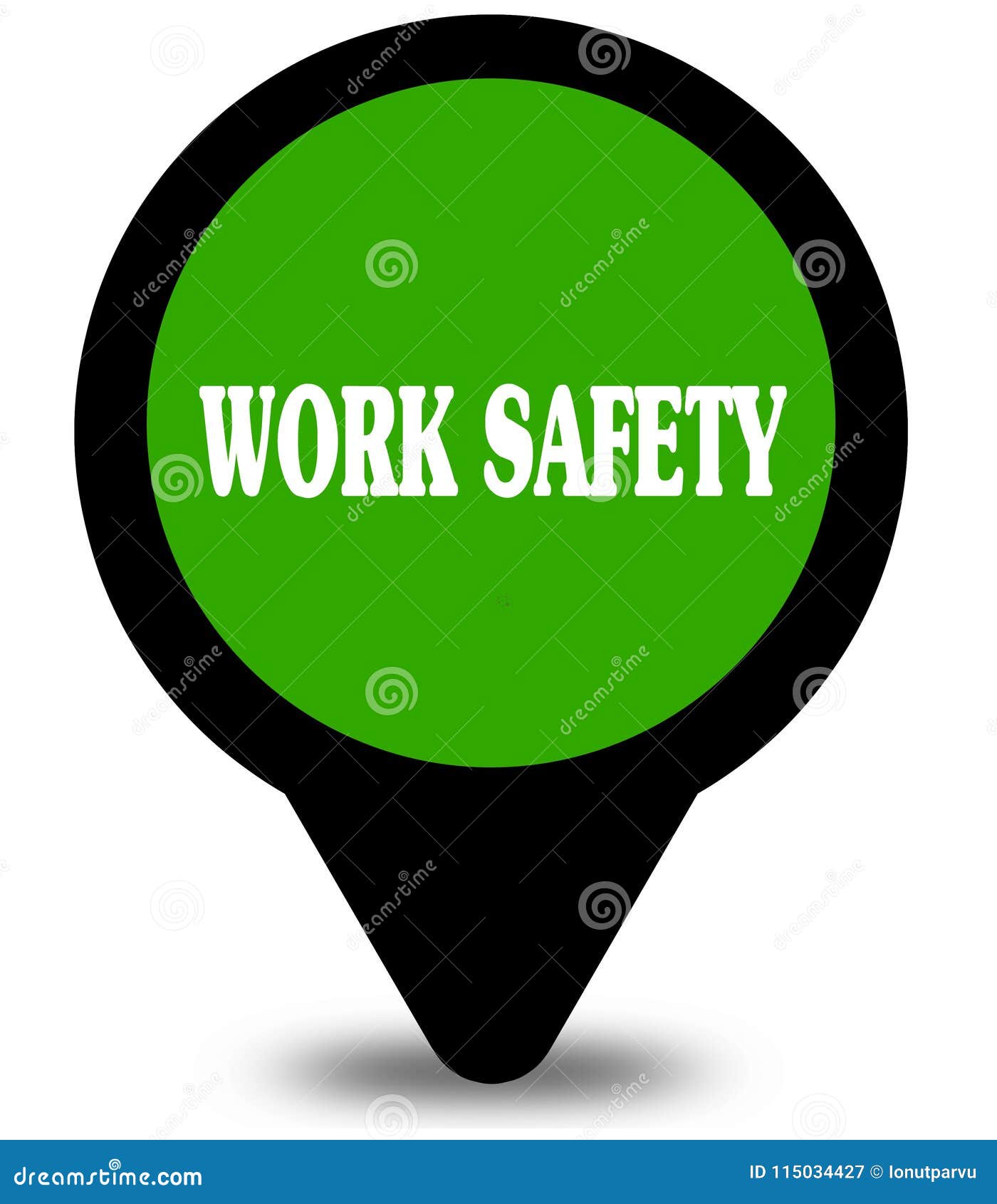 WORK SAFETY on Green Location Pointer Graphic Stock Illustration