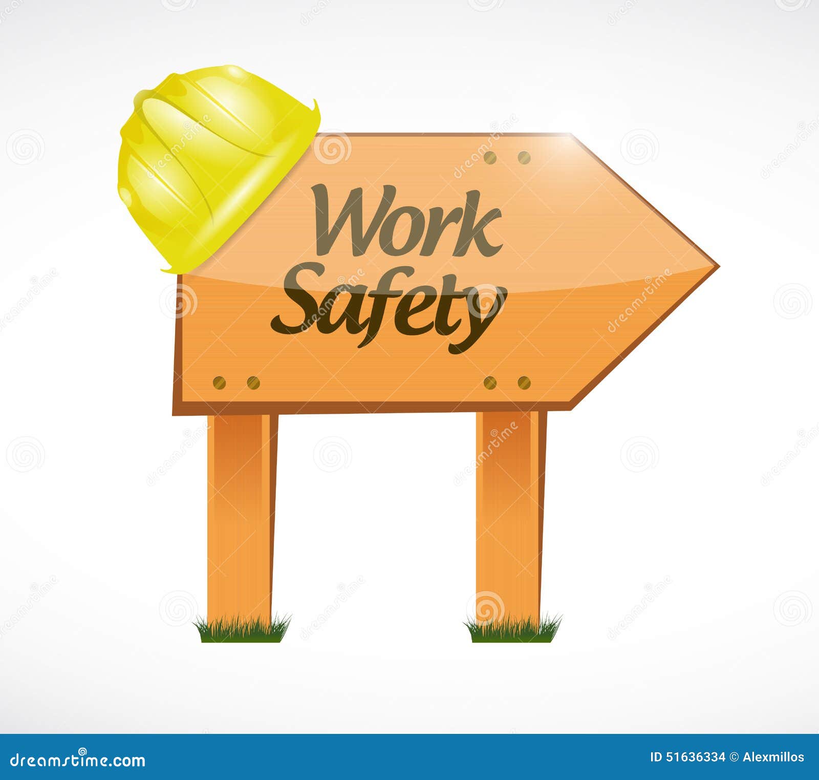 Work Safety Wood Sign Concept Illustration Stock Illustration