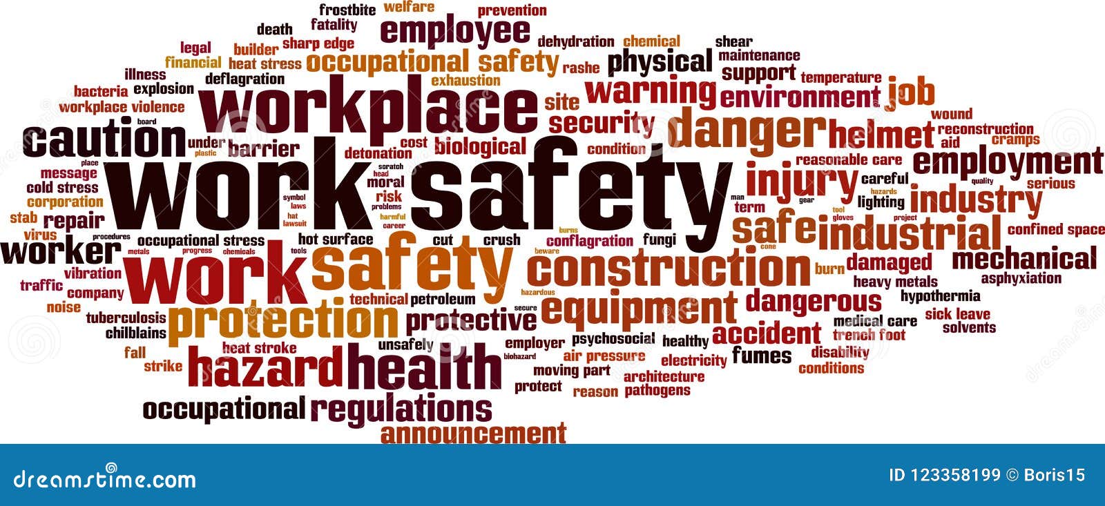 Work safety word cloud stock vector. Illustration of employment 123358199