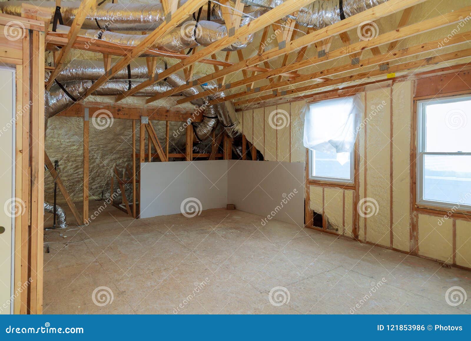 Work Site Of Installing Thermal Foam Polyurea Insulation
