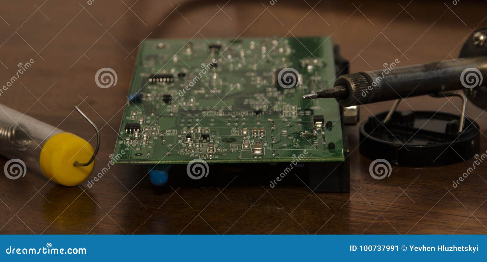 Work with a soldering iron stock image. Image of electric 100737991