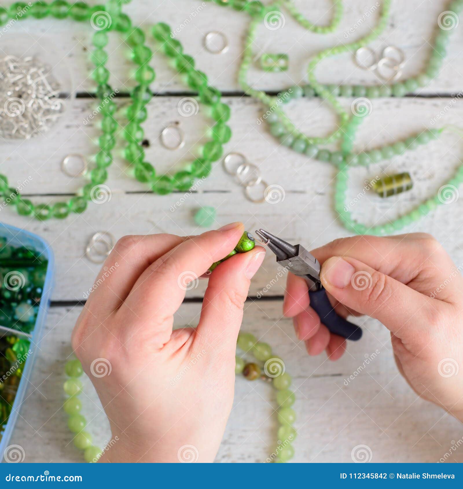 Making jewelry at home stock photo. Image of beads, bead 112345842