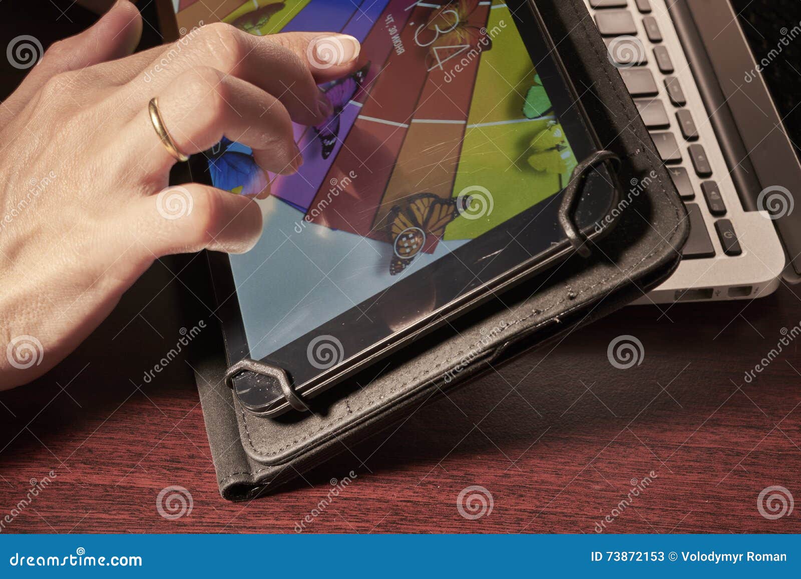 Work with the tablet stock image. Image of touch, office 73872153
