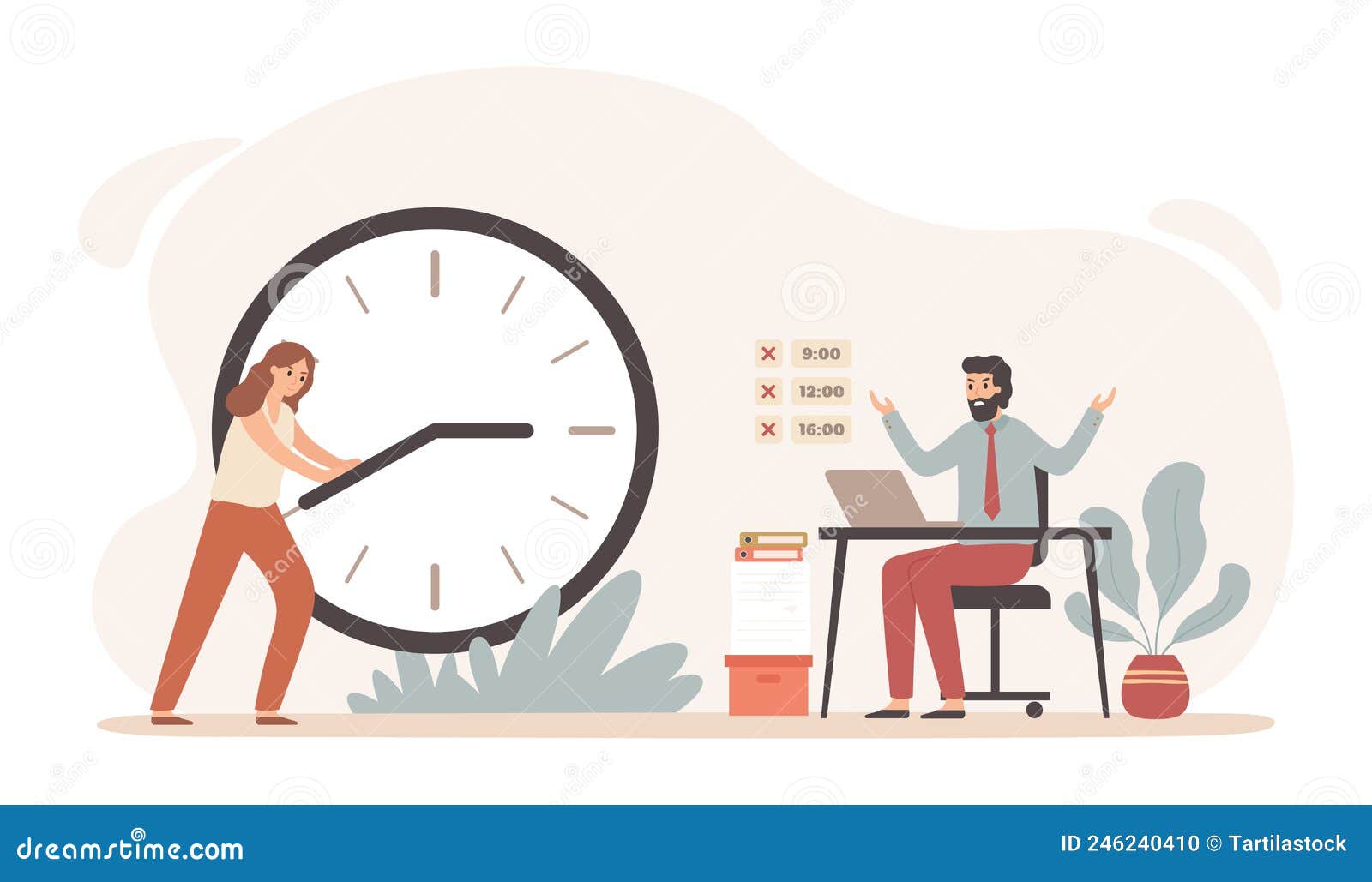work time management, control shift in office