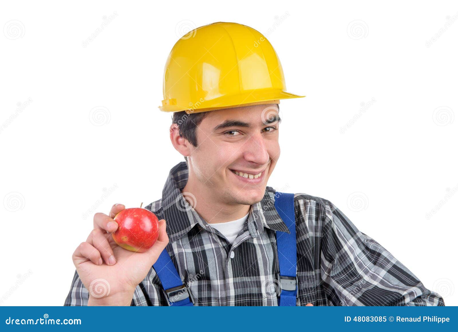A Worker with an Apple Smiles Stock Image Image of smiles, diet 48083085