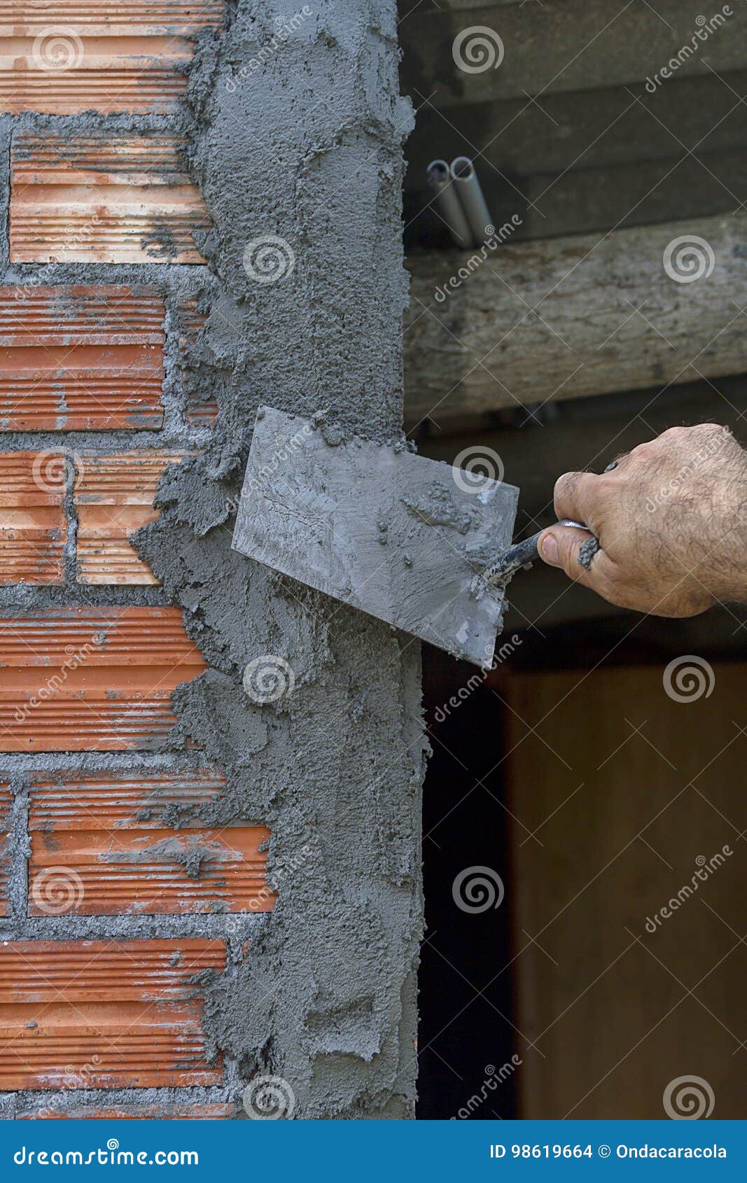 Applying cement stock photo. Image of equipment, material - 98619664