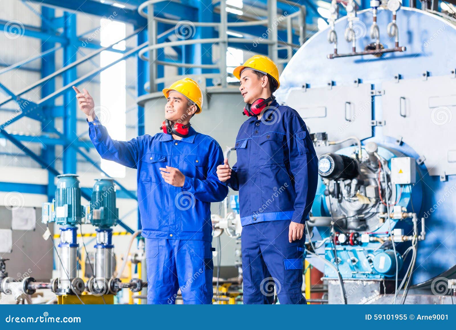 Worker in Asian Manufacturing Plant Stock Image Image of safety