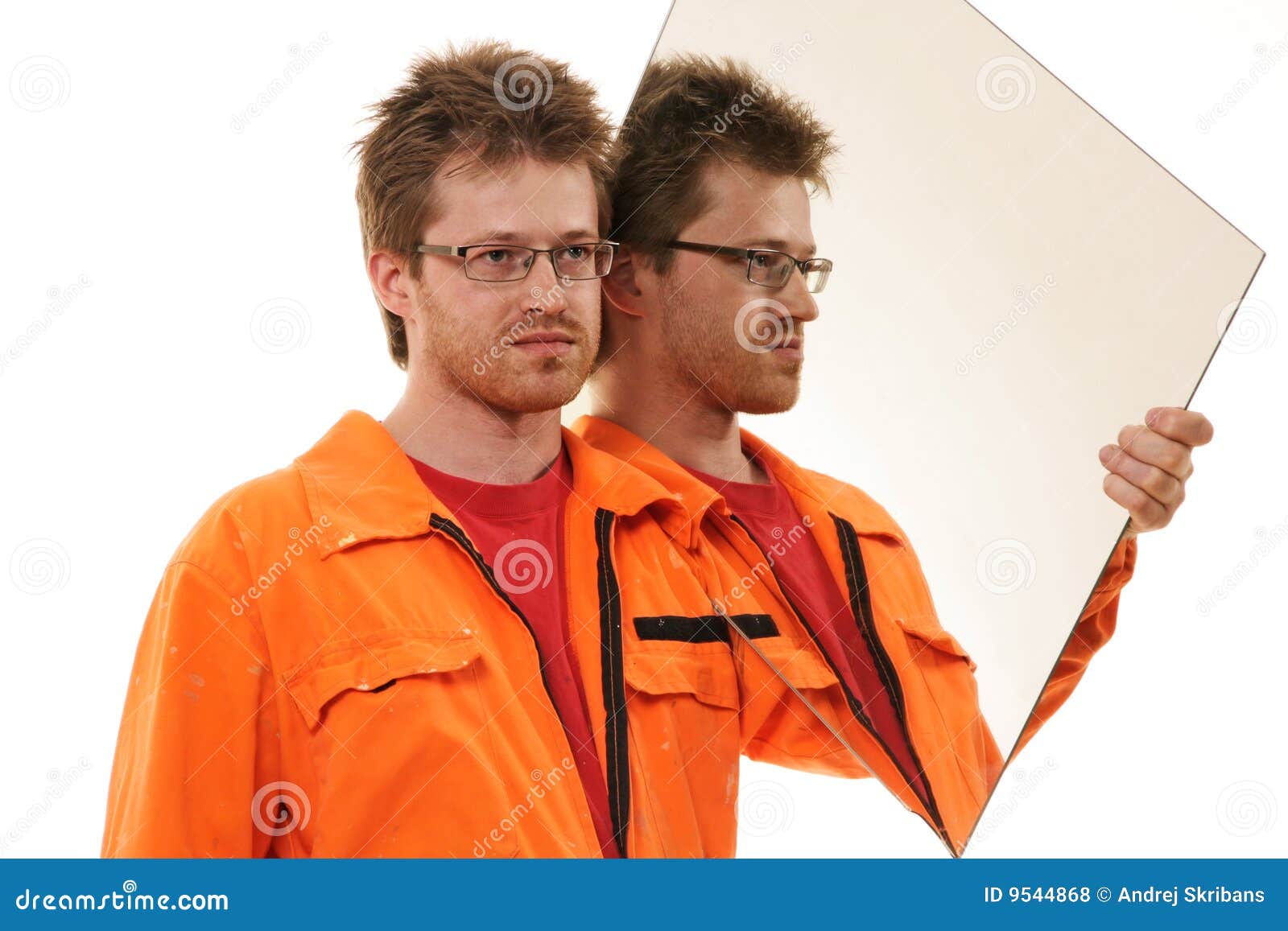 Worker Carries a Mirror, Isolated on White Stock Photo Image of adult