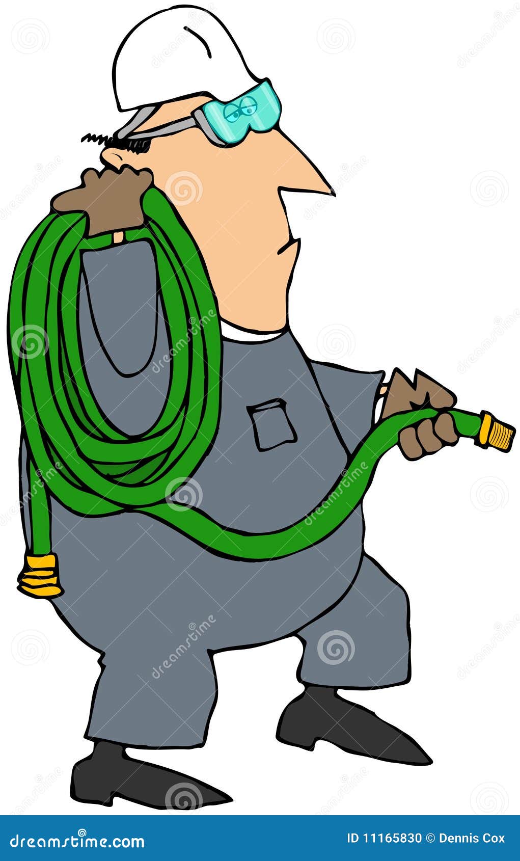 Worker Carrying a Coiled Garden Hose Stock Illustration Illustration
