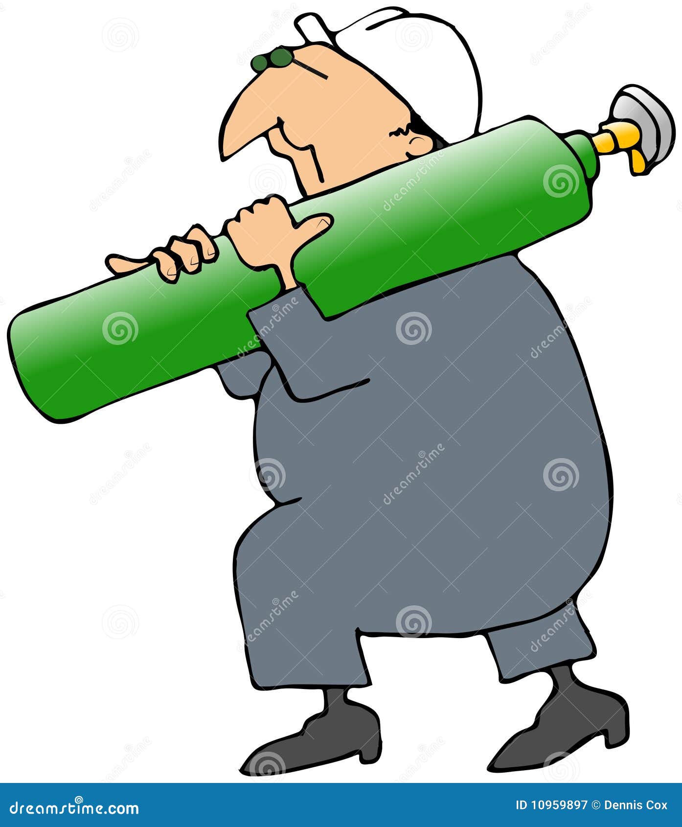 Worker Carrying an Oxygen Tank Stock Illustration - Illustration of