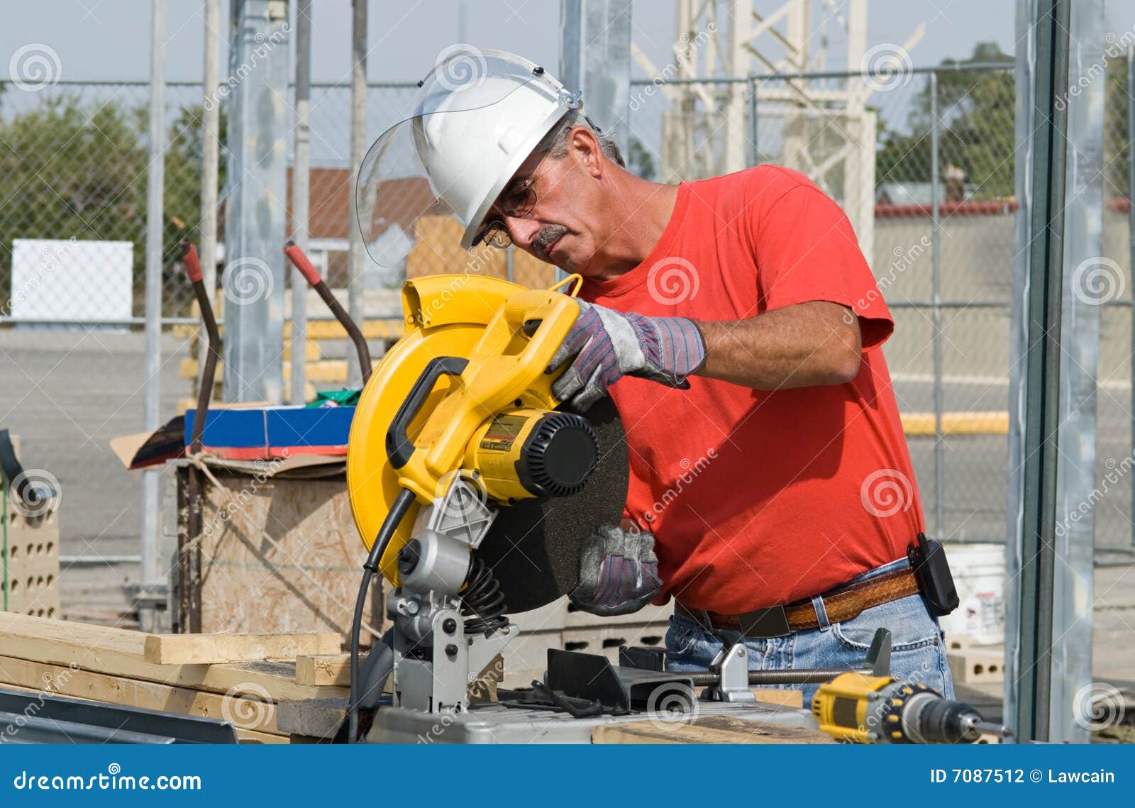 Worker Changing Saw Blade stock photo. Image of chop, metal 7087512