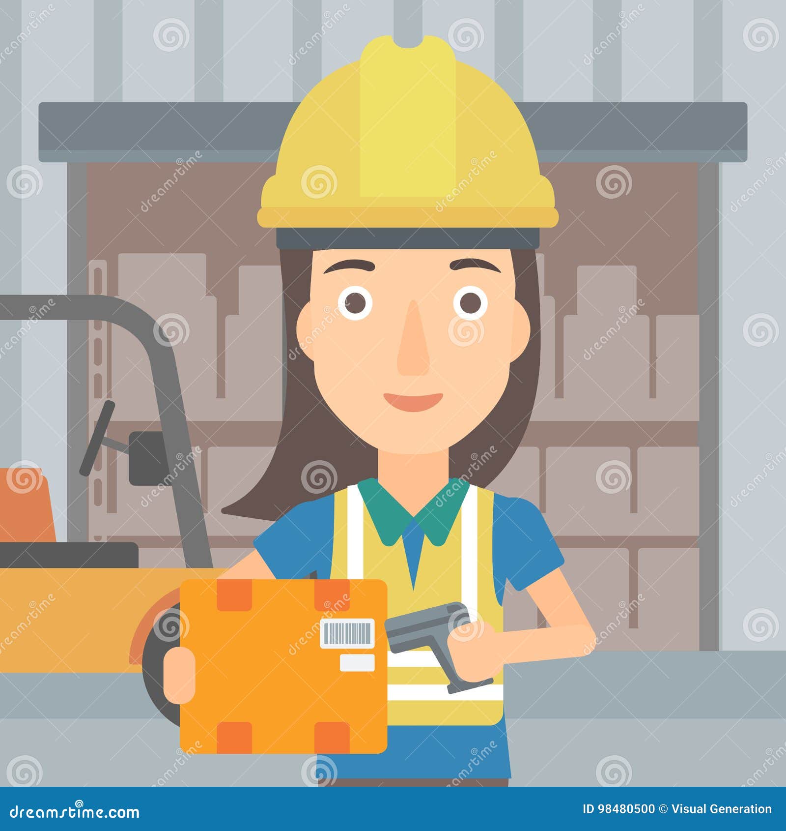 Worker Checking Barcode on Box. Stock Vector - Illustration of goods ...