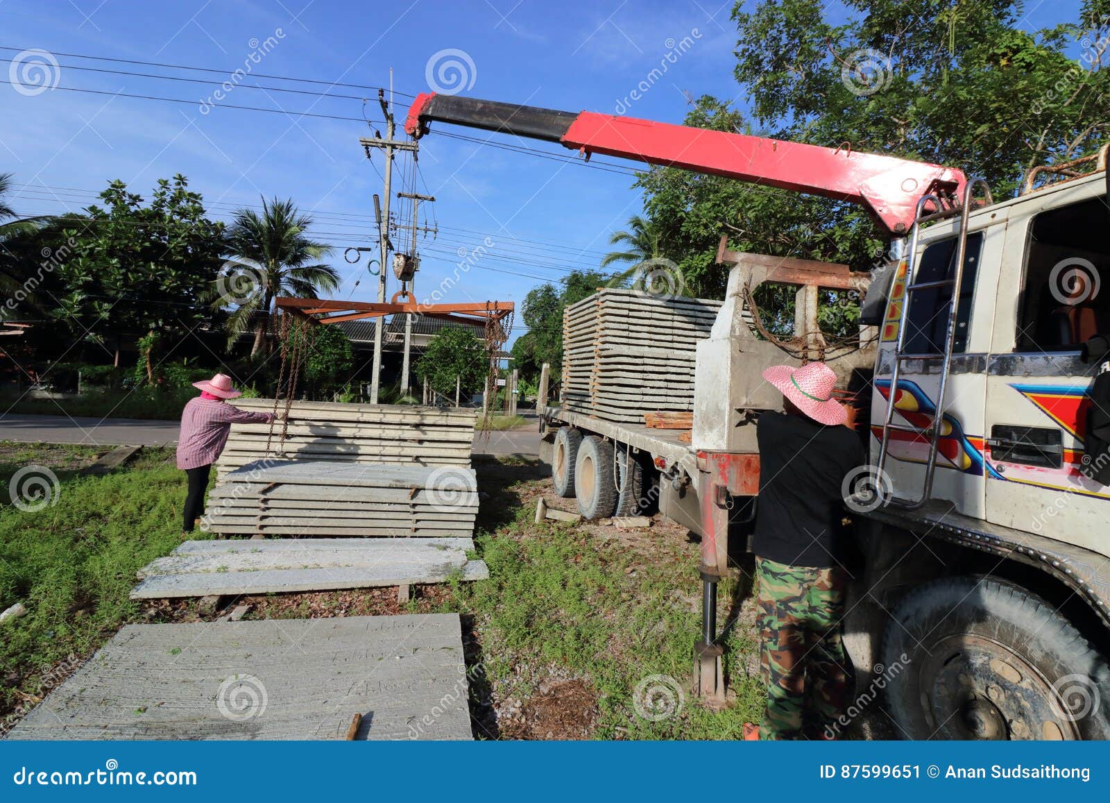 Worker Controls of Lifting Crane in Crane Truck Editorial Photo Image