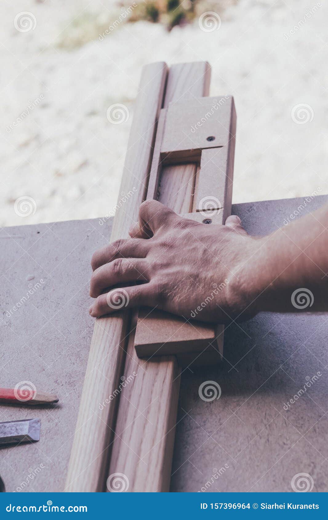 Worker Cuts The Door Hinge Milling Cutter Stock Photo Image Of