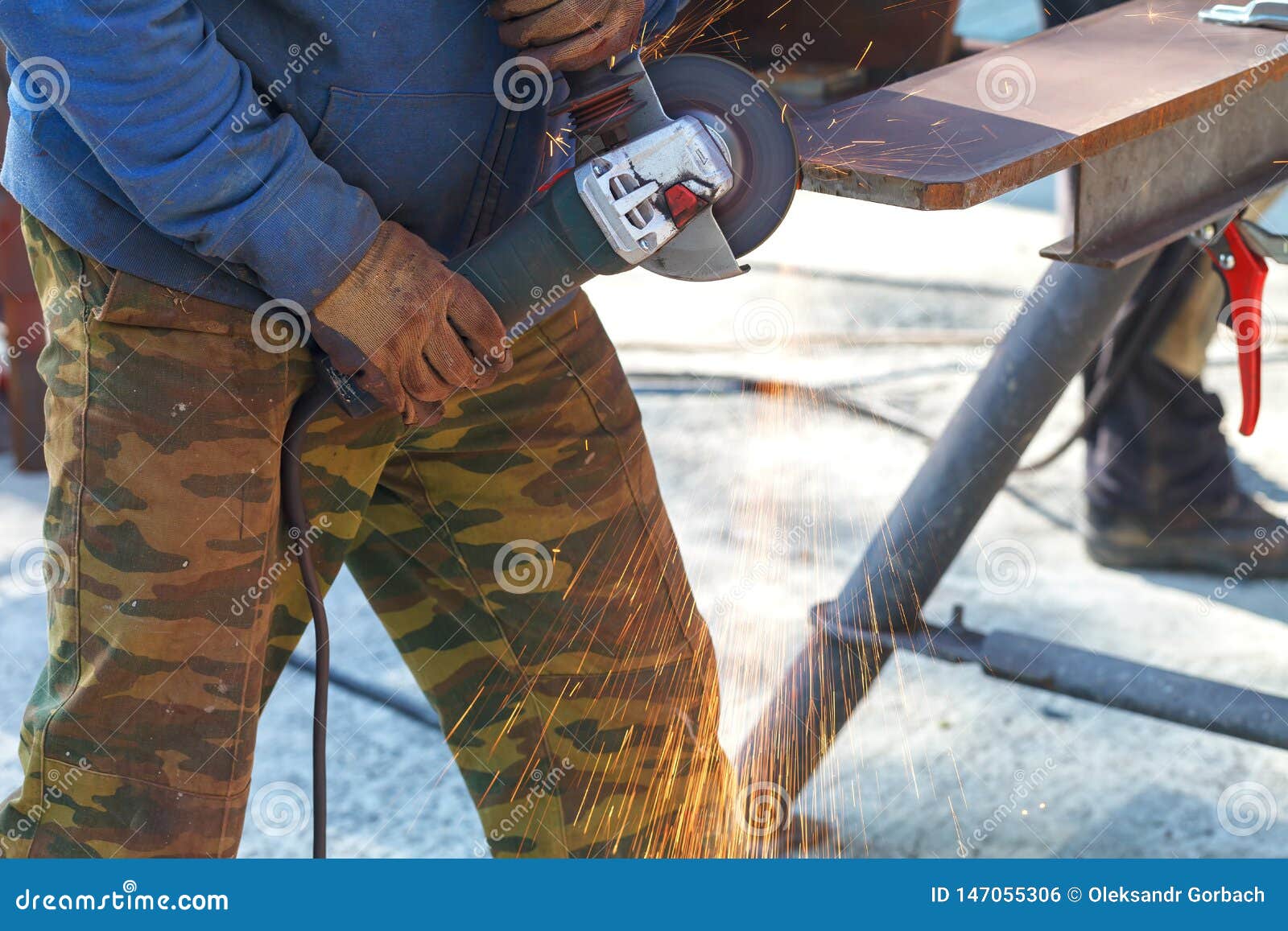 Cutting Steel Heavy Industry by Electric Flex Stock Photo - Image of