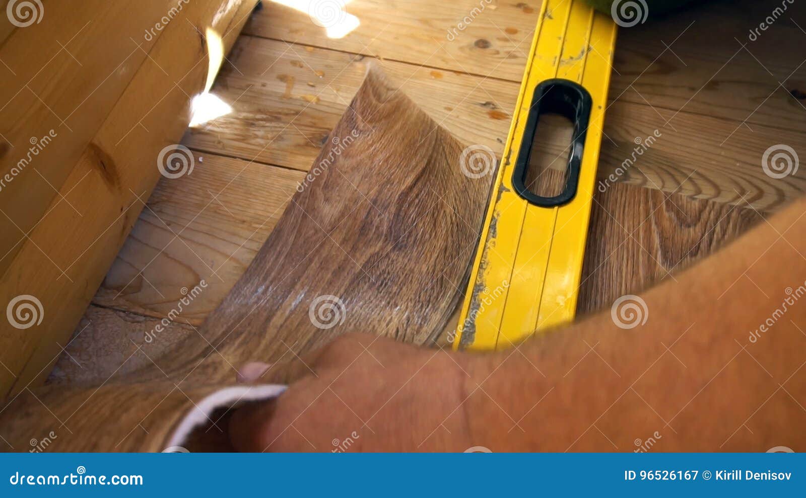 The Worker Cuts Off The Linoleum With A Utility Knife Fitting Of