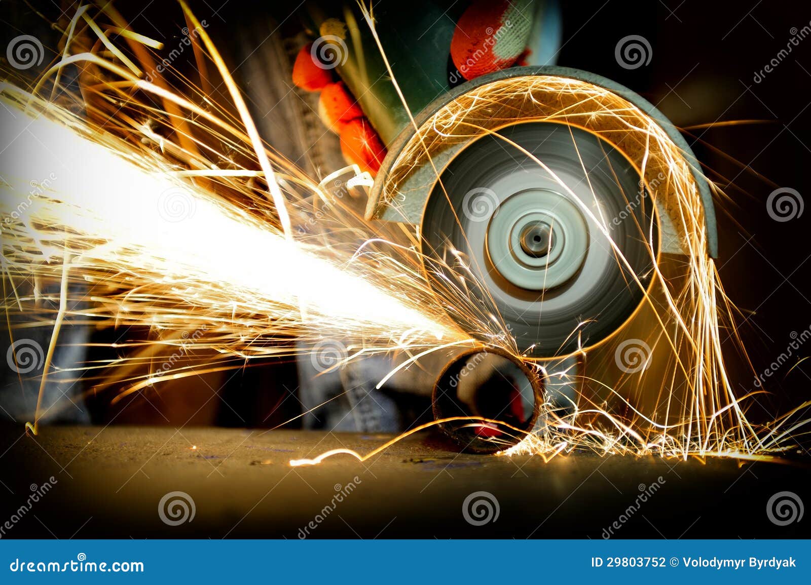 Worker Cutting Metal with Grinder Stock Photo Image of disc