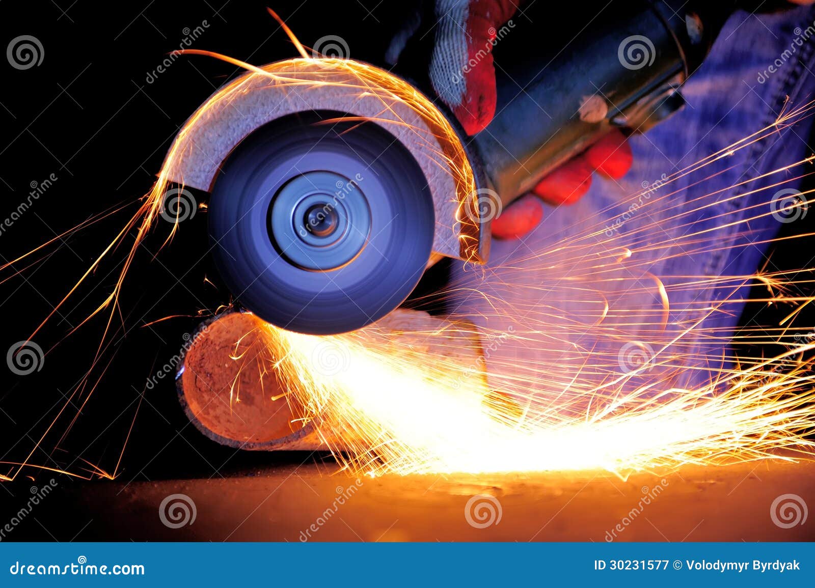 Worker Cutting Metal with Grinder Stock Image Image of grind, engineering 30231577
