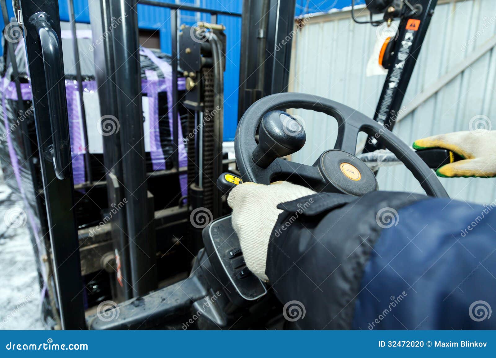 Worker driver of forklift stock photo. Image of forklift 32472020