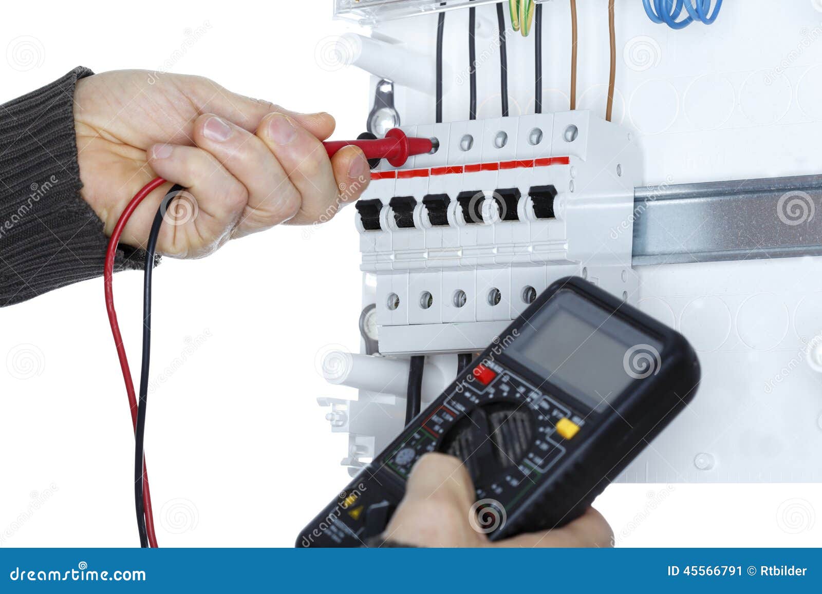 Worker with Electrical Tester Stock Image Image of electrician