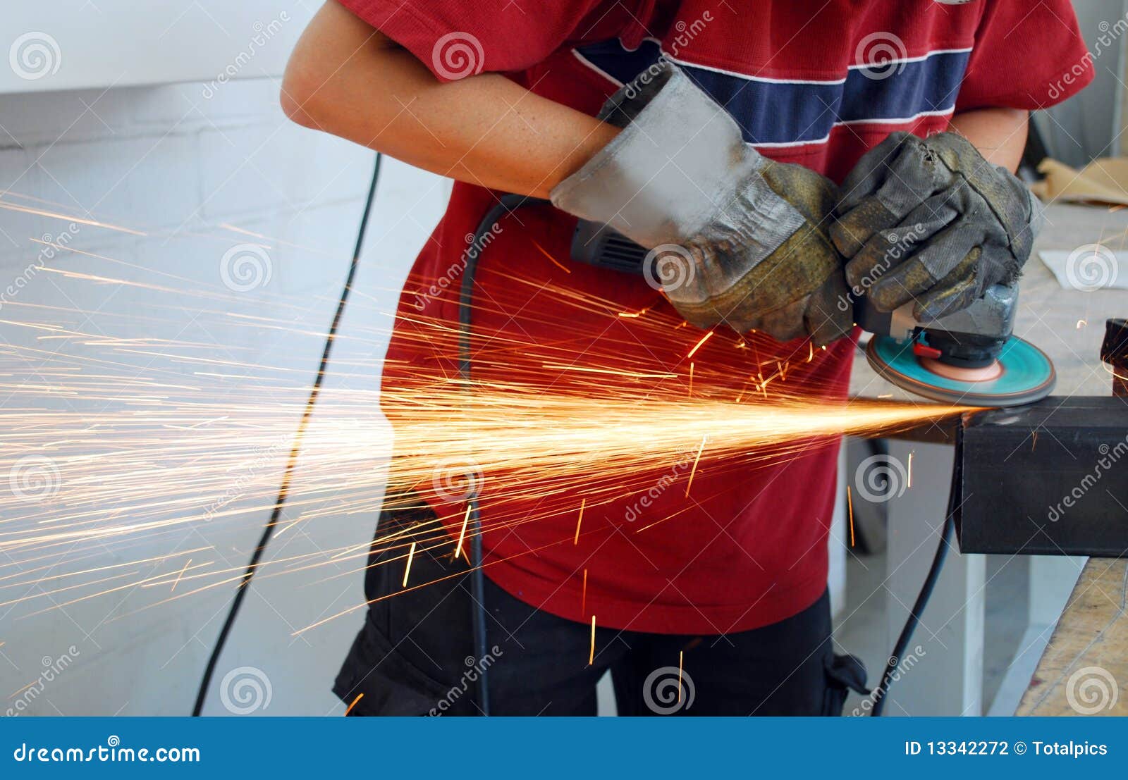 Worker with grinder stock photo. Image of sparks, worker 13342272
