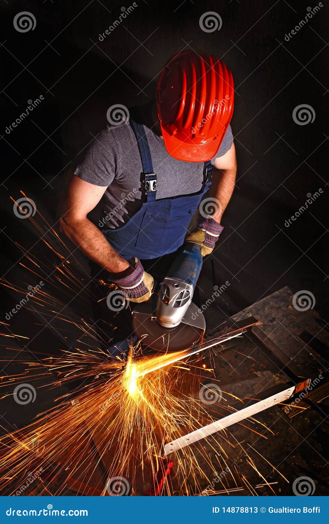 Worker with grinder stock image. Image of craftsperson 14878813