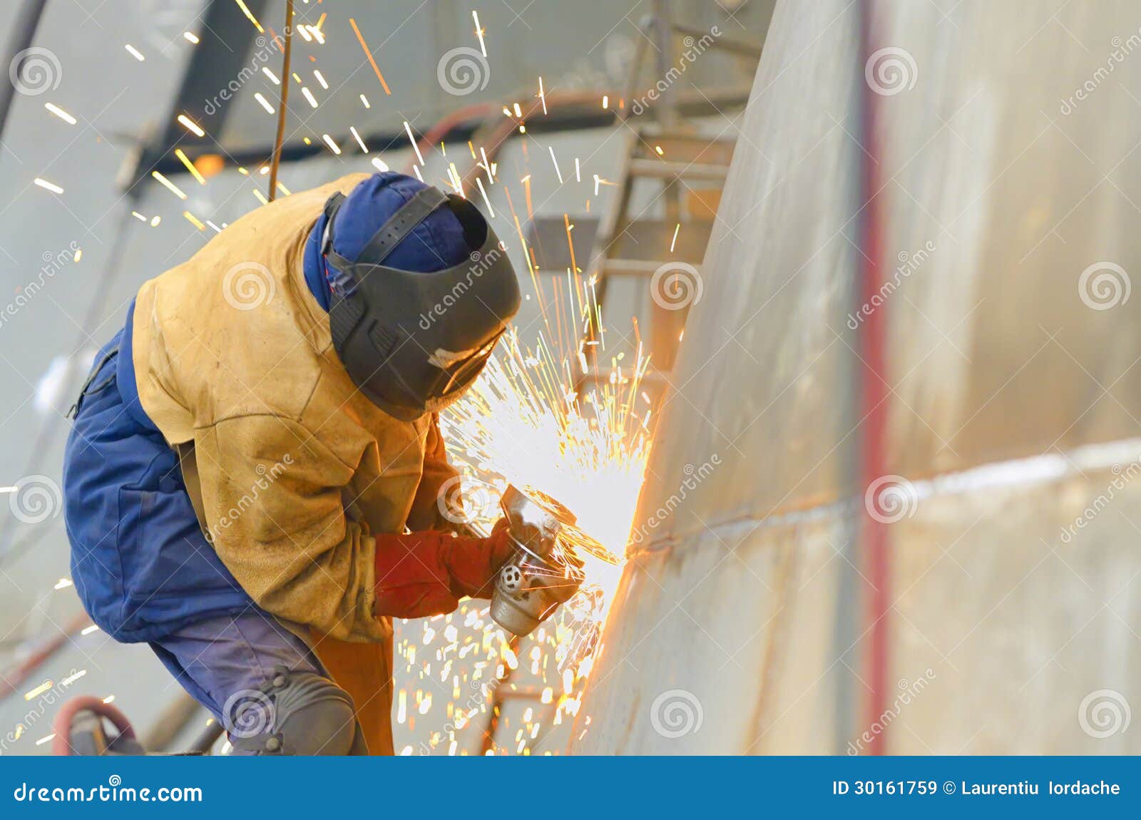 Worker grinding metal stock image. Image of place, factory 30161759