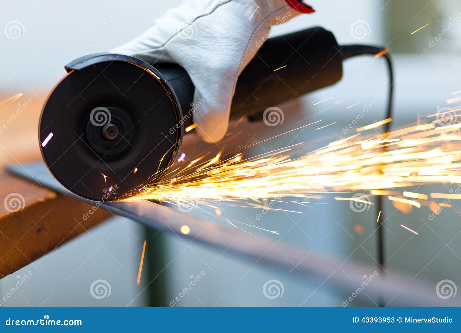 Worker Grinding a Metal Plate Stock Image Image of grind, machine