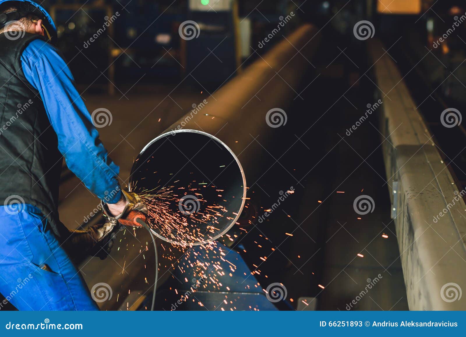 Worker Grinding a Metal Plate Stock Image Image of equipment, close