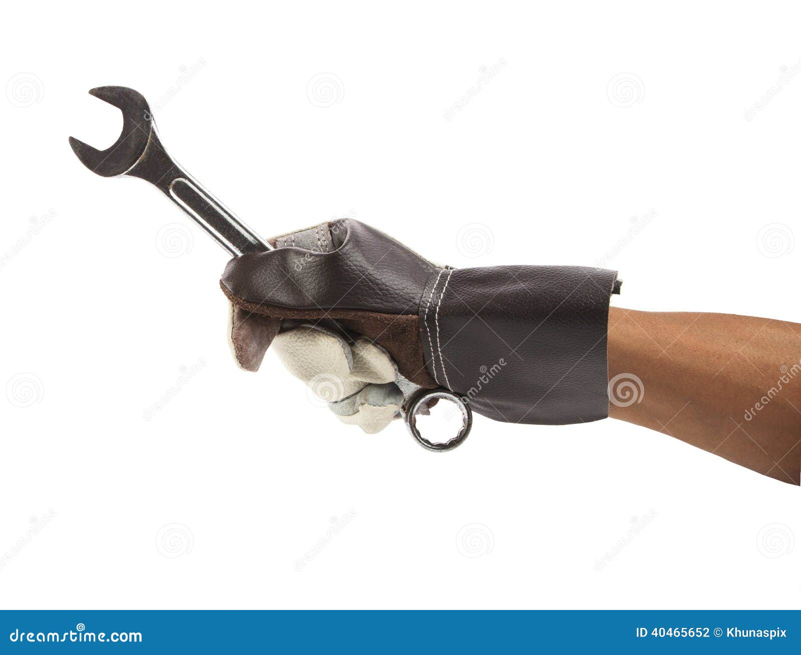 Worker Hand and Hand Leather Gloves Protect Holding Spanner Fix Stock