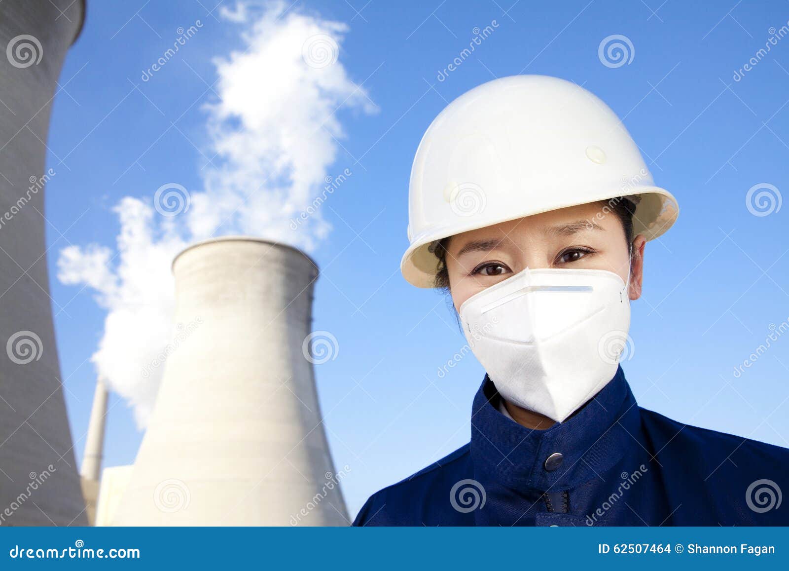 Worker with Hardhat and Mask at Power Plant Stock Photo Image of
