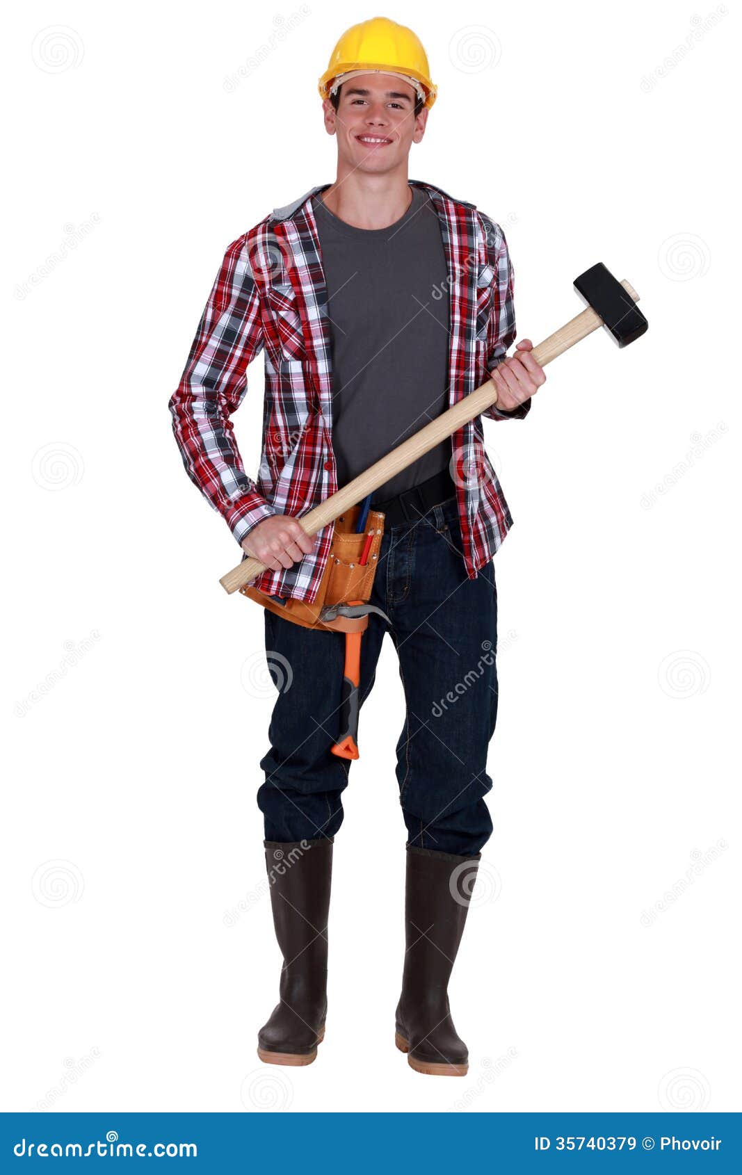 Worker Holding Sledge Hammer Stock Image Image Of