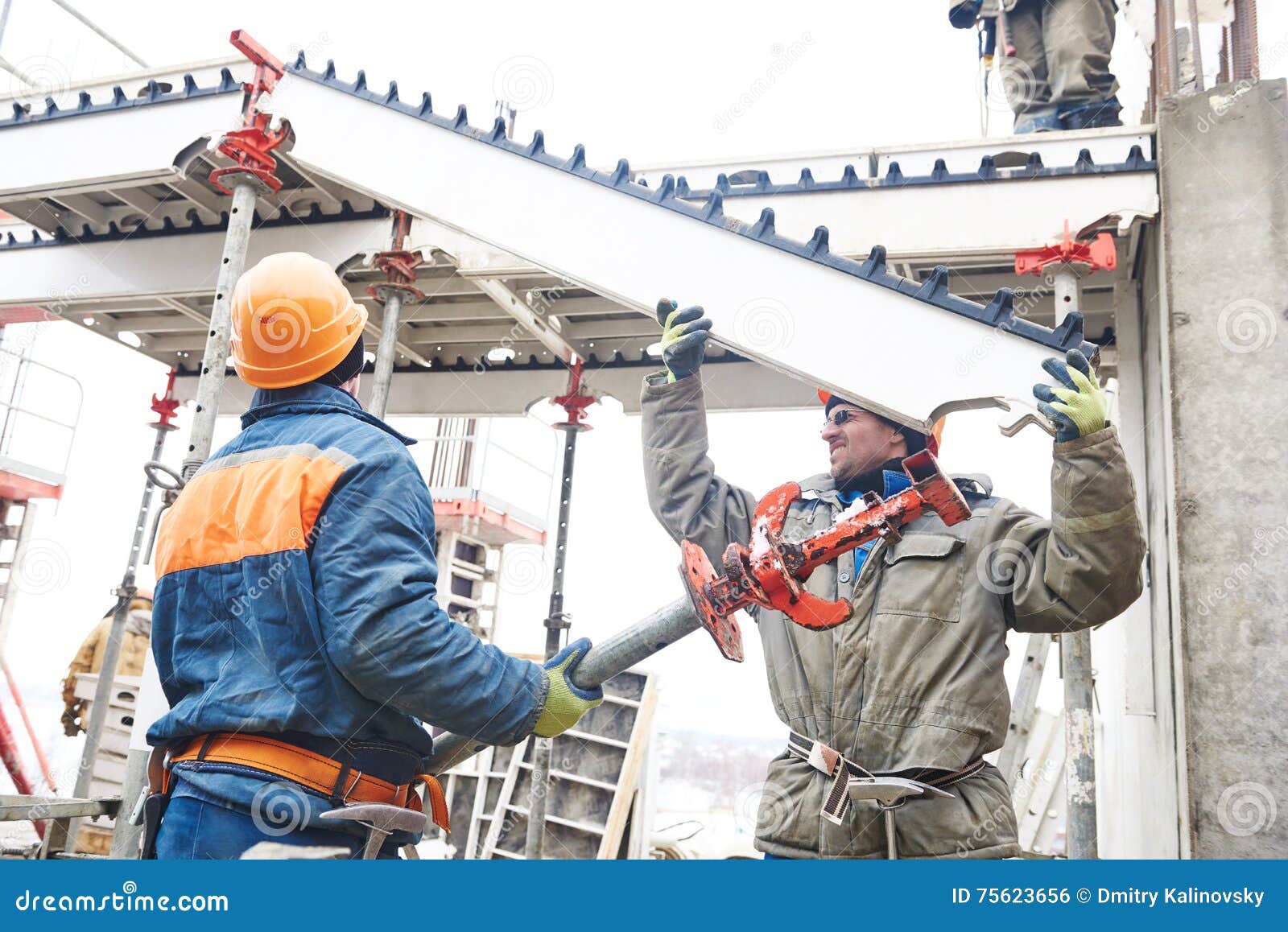 worker installing falsework construction