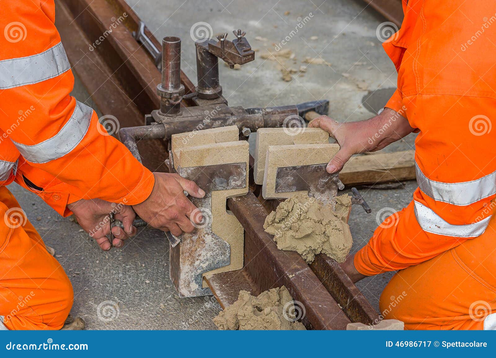 worker installing mould and using mould material 2