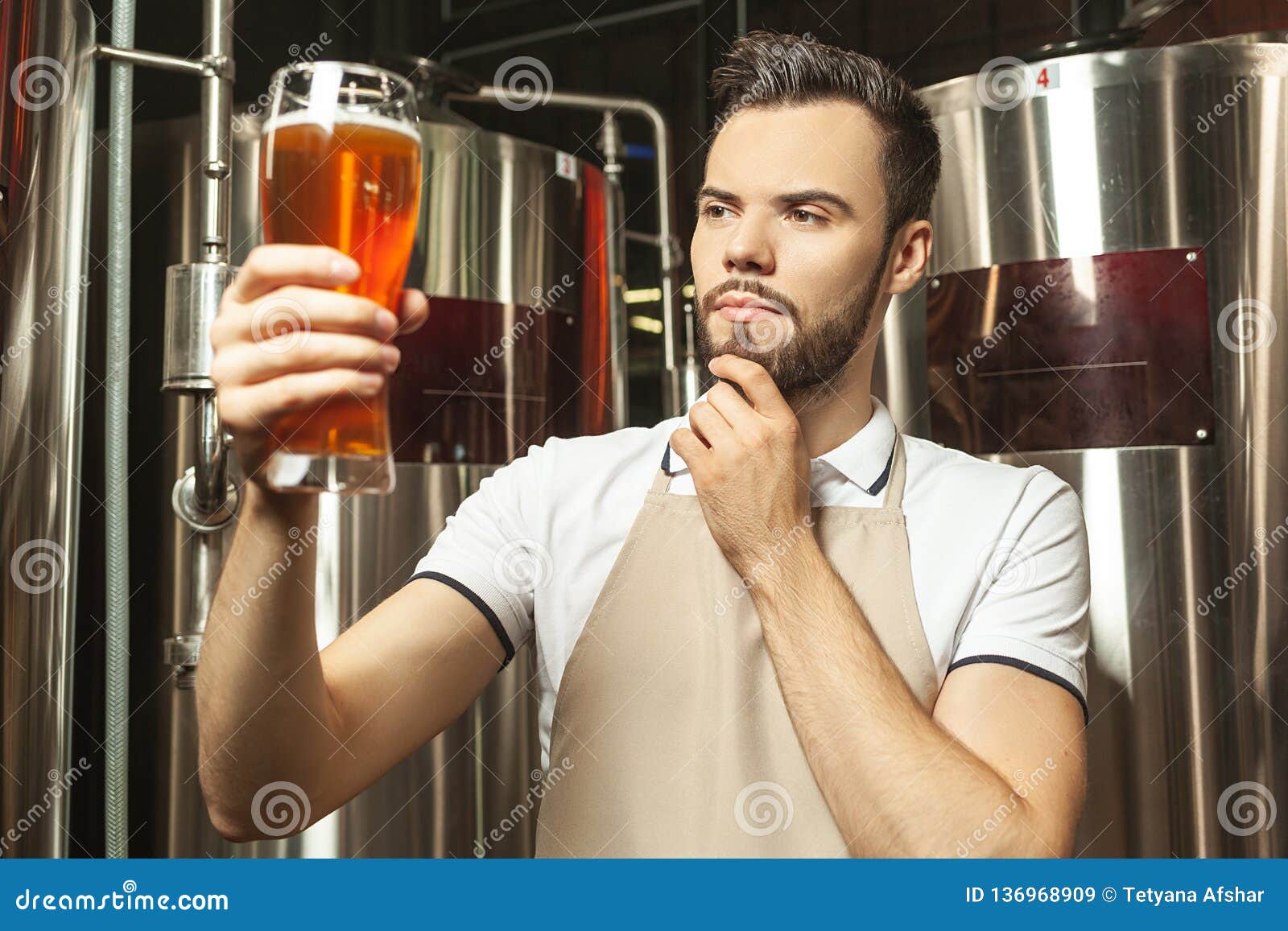 Worker Looking at the Quality of at Beer Stock Image Image of craft