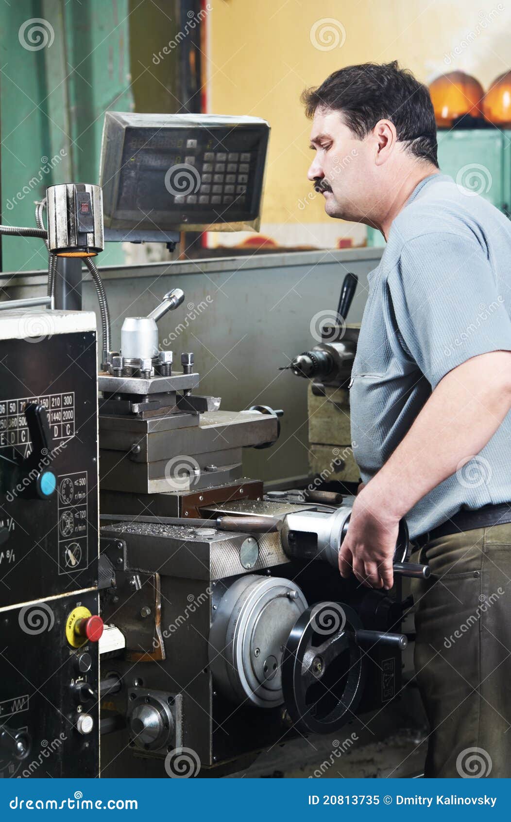 Worker at Machining Tool Stock Image Image of lathe