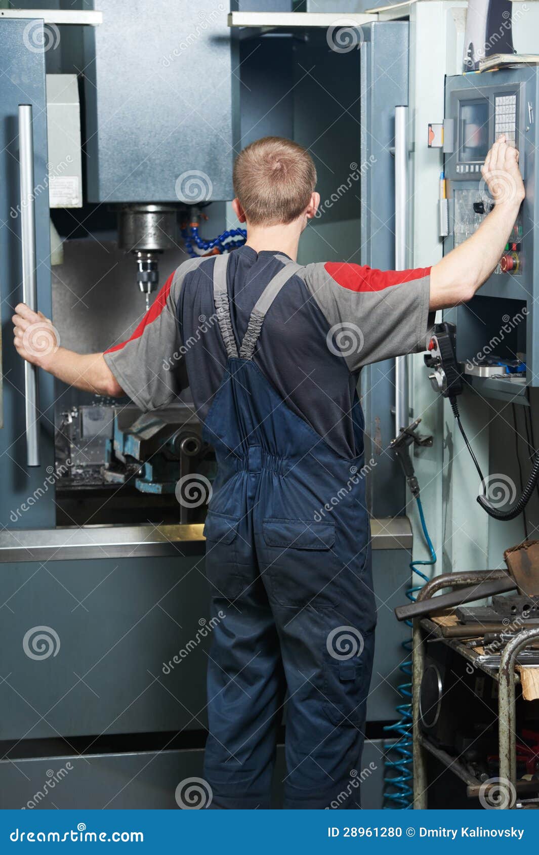Worker at Machining Tool Stock Photo Image of center