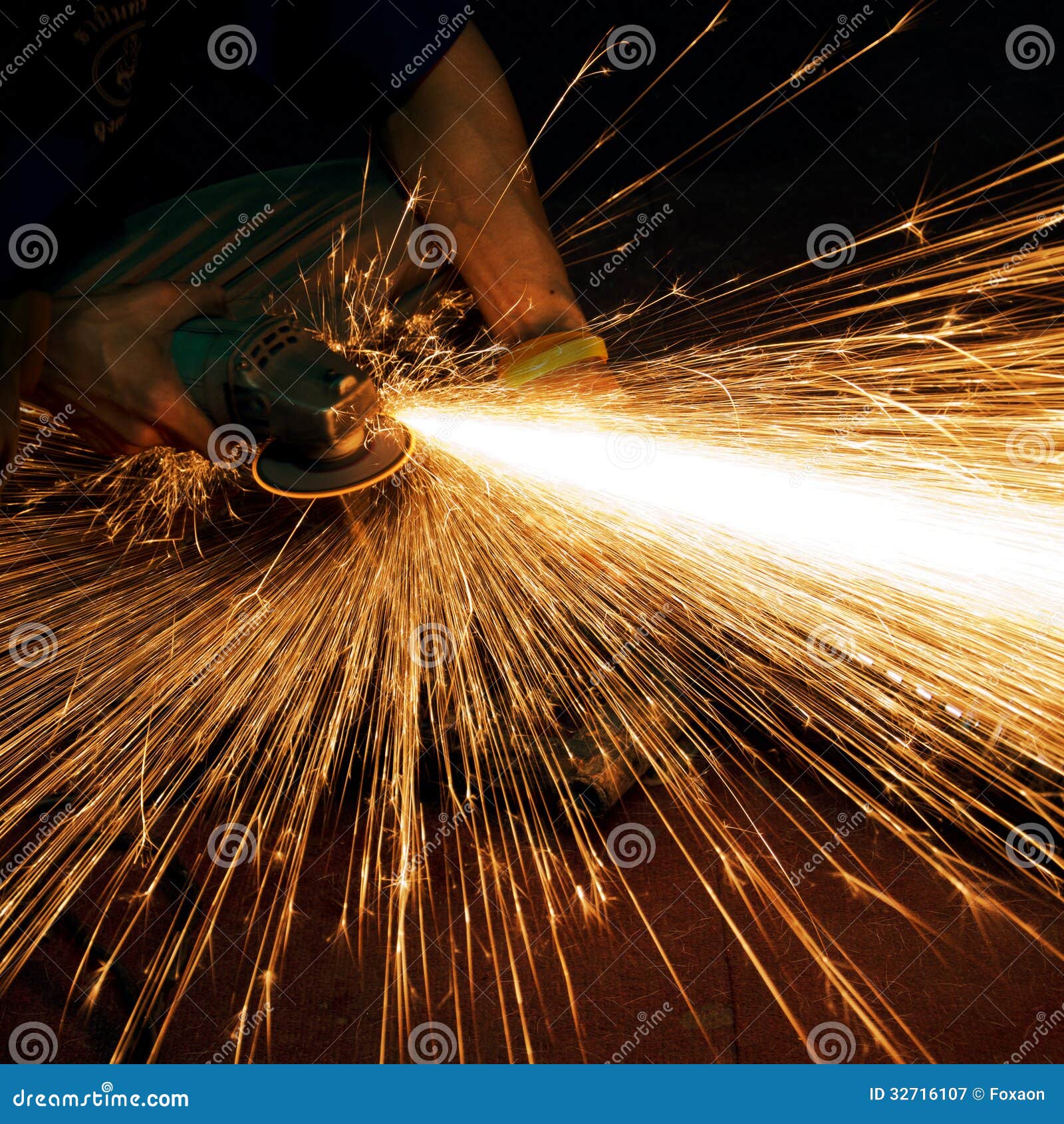 Worker Making Sparks while Welding Steel Stock Image Image of mechanical, sparks 32716107