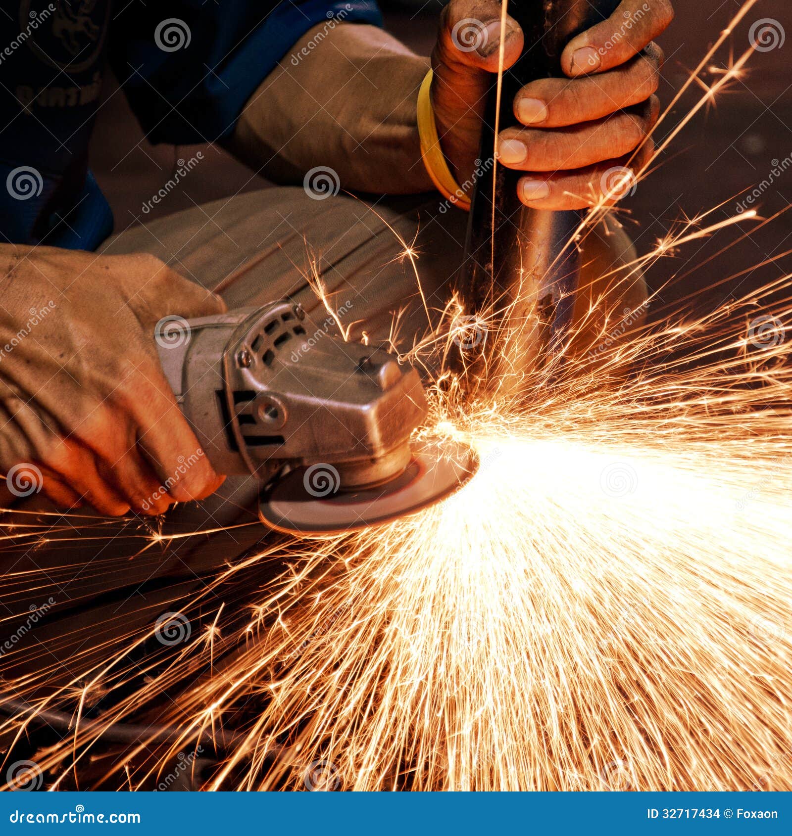 Worker Making Sparks while Welding Steel Stock Photo Image of repairing, sparks 32717434