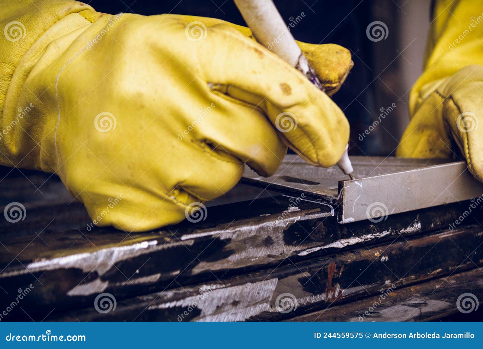 worker man marking to cut