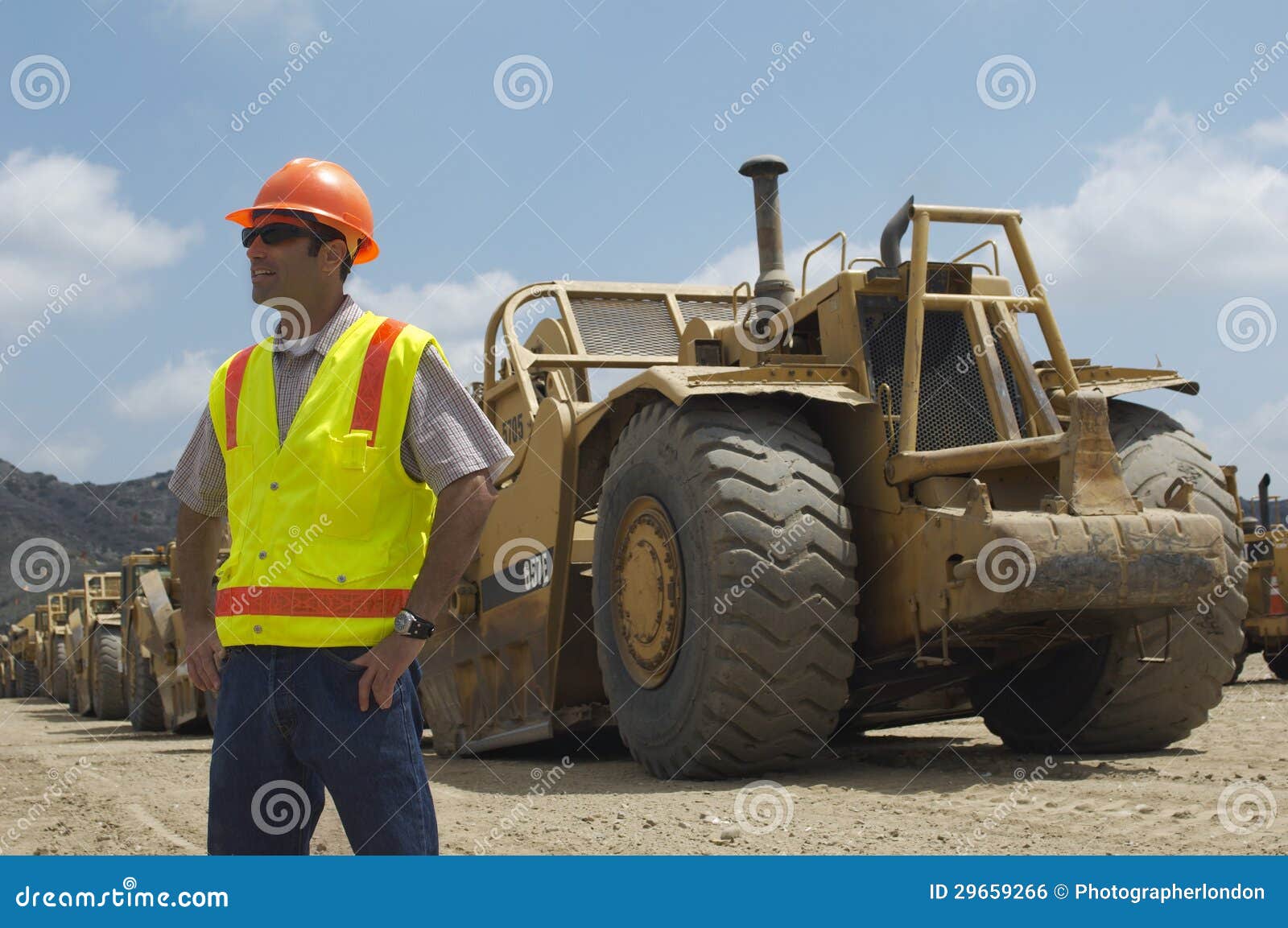 Worker Near Trucks at Landfill Site Stock Photo Image of people