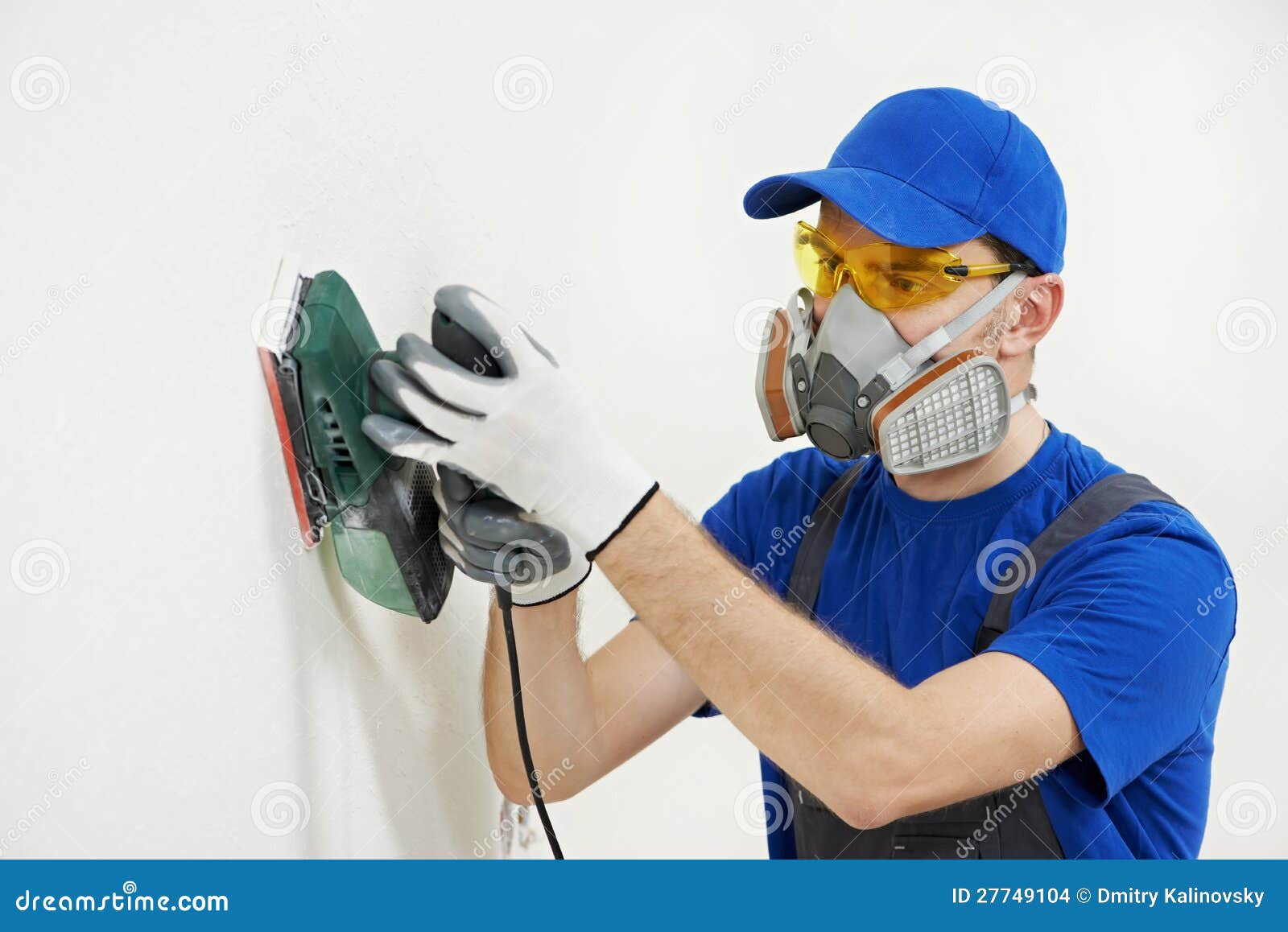 Worker with Orbital Sander at Wall Filling Stock Photo Image of refit