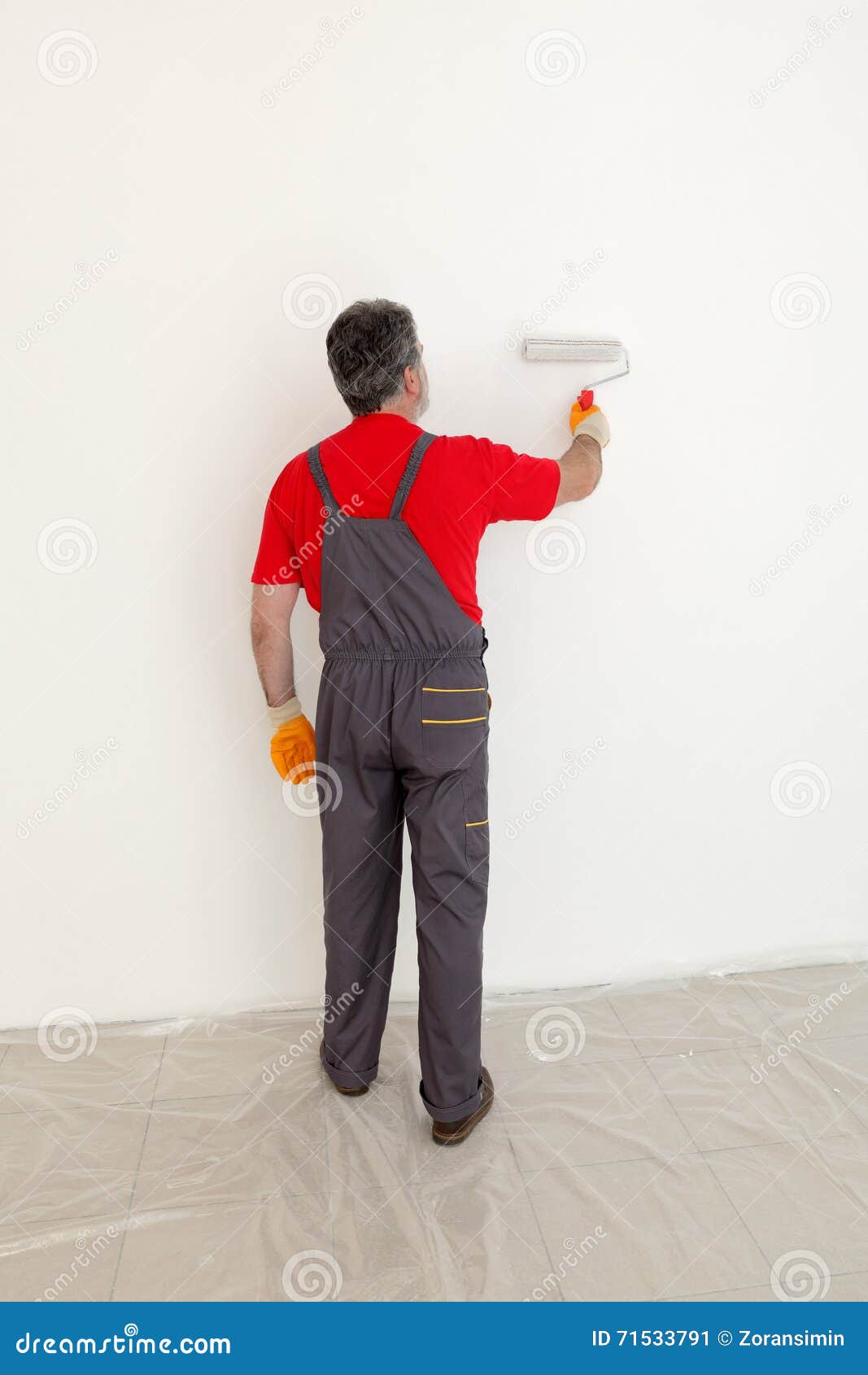 Worker Paint Wall in a Room Stock Image Image of human, house 71533791