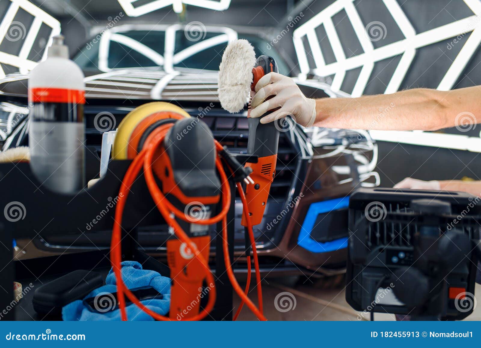 automobile detailing service. Car interior cleaning Stock Photo