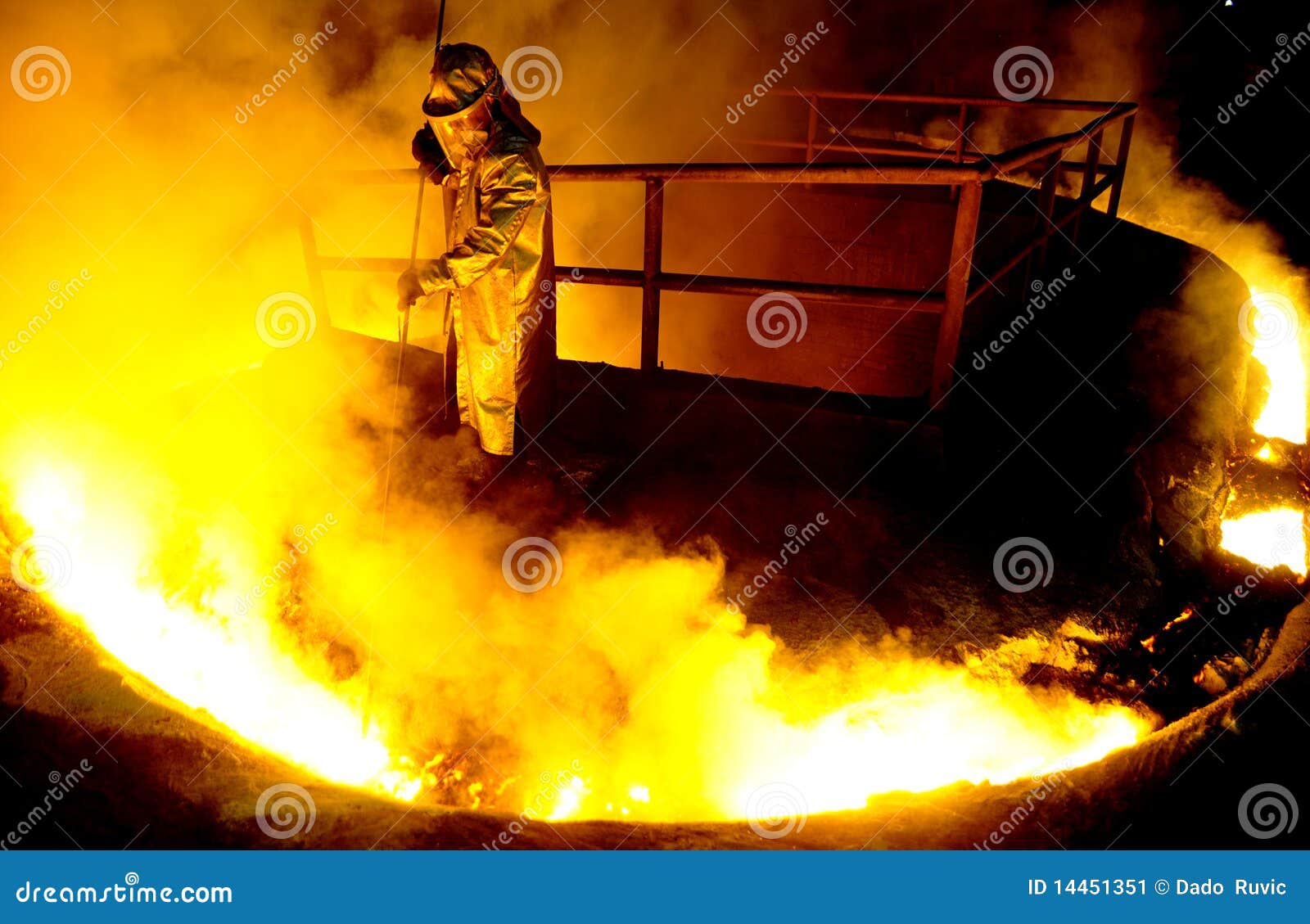 worker processes liquid steel