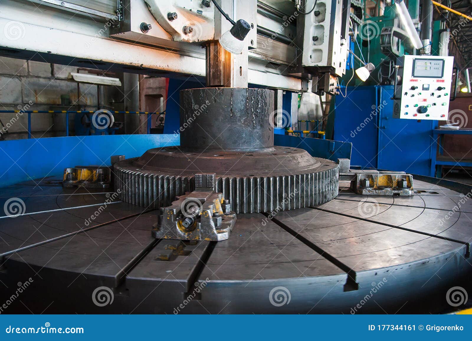 Worker Processes Metal on a Machine. Industry Stock Image Image of