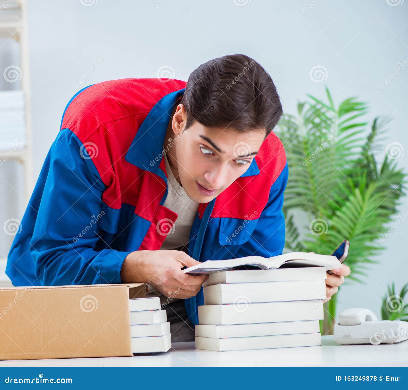Worker in Publishing House Preparing Book Order Stock Photo Image of booklet, house 163249878