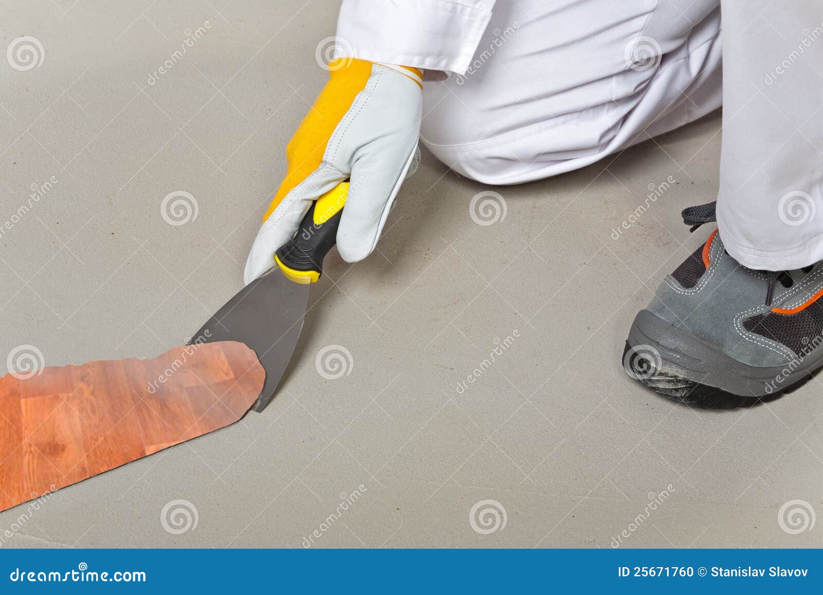 Worker Remove Old Carpet from Floor with Trowel Stock Photo Image of