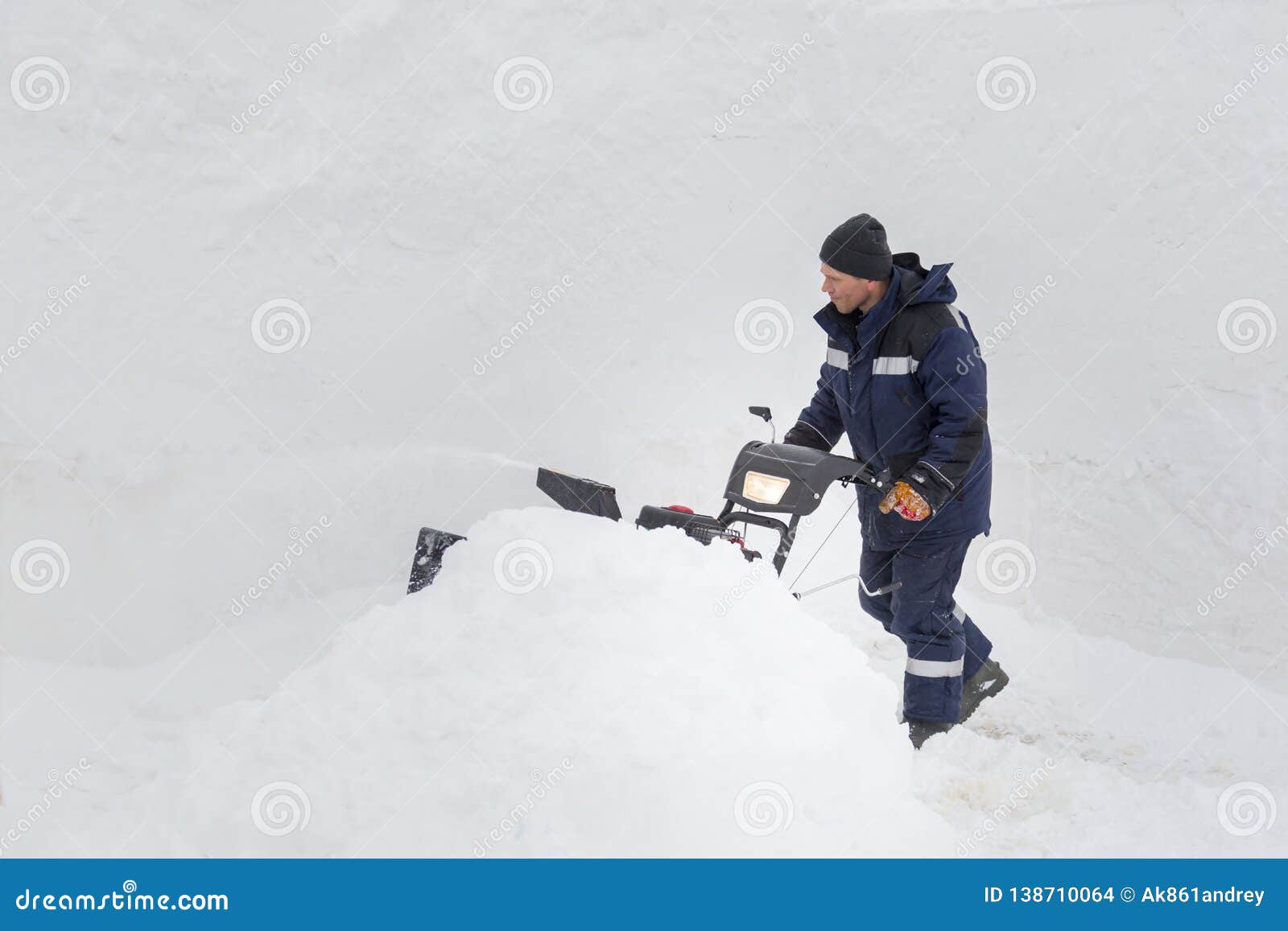 Worker Operator Snow Plow on Snow Removal Stock Photo Image of